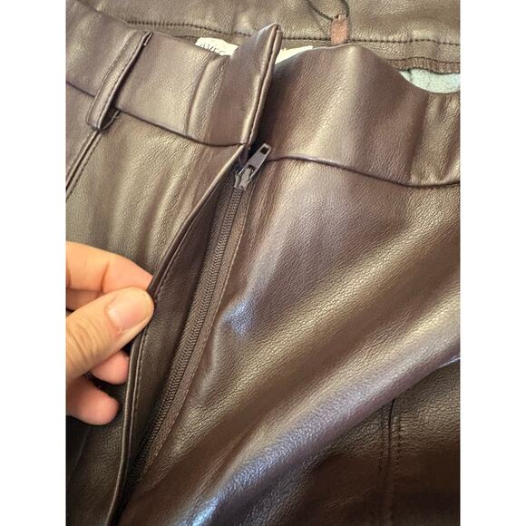 NEW Avec Les Filles Straight Wide Leg Faux Leather Pants Large - Picture 6 of 9